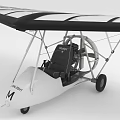 Ultralight Aircraft With White Fuselage Black Seats Single Engine Two Wheels And Transparent Black Wings