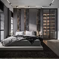 Modern Living Dining Room Interior With Gray Sofa Large Windows Art Painting And Track Lights