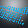 Modern Blue Illuminated Keyboard With Black Background And Square Keys Layout 3d model