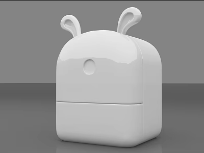 Cute White Decorative Object With Rabbit Ears Design And Round Button 3d model