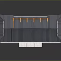 Traditional Architecture With Gray Tile Roof Curved Eaves Yellow Wooden Walls And Stone Steps