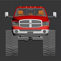 Red Off Road Functional Pickup Truck With Track Wheels 3d model