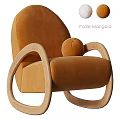 Pollie Snow Bouclé Lounge Chair With White Fabric And Curved Wooden Frame