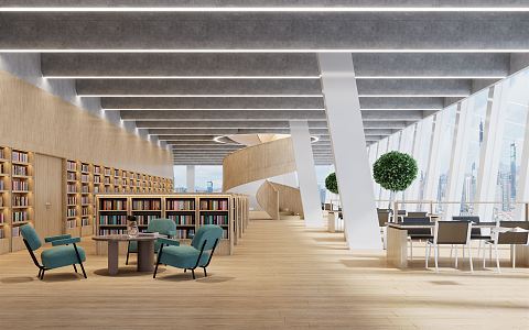 modern library 3d model