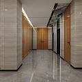 Modern Chinese Style Hotel Lobby With Wooden Structure Glass Doors Marble Floor And Spacious Space