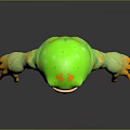 Character And Creature 3D Model With Green Body Yellow Spots Large Mouth Arms And Legs