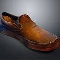 Brown Leather Slip On Casual Shoes With Vintage Style And Comfortable Sole