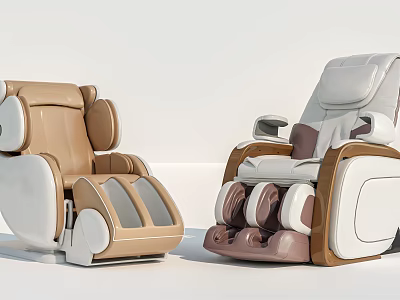 Modern Massage Chairs With Beige And White Design And Leg Massage Functions 3d model