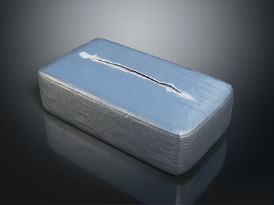 Blue Textured Tissue Box With Clean Tissue Opening On Reflective Surface 3d model