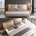 Modern Background Double Bed Double Bed 3d model