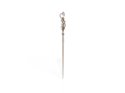 Elegant Hairpin with Intricate Carved Design and Decorative Gemstone for Daily Fashion Styling 3d model