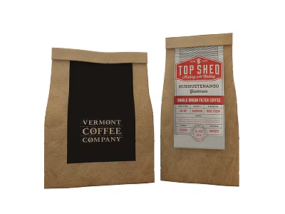 Vermont Coffee Roasters And Top Shed Butterscotch Single Estate Coffee Bags 3d model Vermont Coffee Roasters And Top Shed Butterscotch Single Estate Coffee Bags 3d model