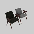 Stylish Modern Single Chair With Green Fabric Upholstery And Wooden Armrests