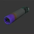 Futuristic Modern Cylindrical Weapon With Purple Black Metallic Finish And Shiny Gradient Surface