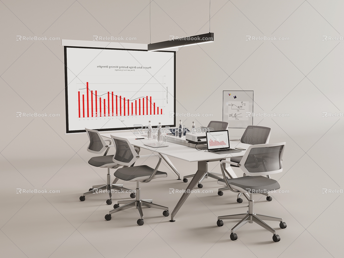 Conference Room Laptop Projection Curtain 3d model