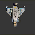 Detailed Sci Fi Spaceship Model Featuring Blue White Design Wings And Cockpit