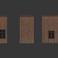 Brown Wooden Door Panels With Windows Arranged On White Background