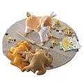 Educational Colorful Alphabet Building Blocks With Plush Deer And Books