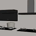 Essential Modern Kitchen Appliances Including Range Hood Gas Stove and Pot for Daily Cooking