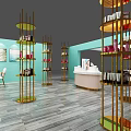Elegant Modern Beauty Salon Interior Design With Turquoise Accents Display Shelves And Product Counters