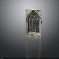 Gothic Style Decorative Furniture With Arched Stained Glass And Stone Frame Design Elements
