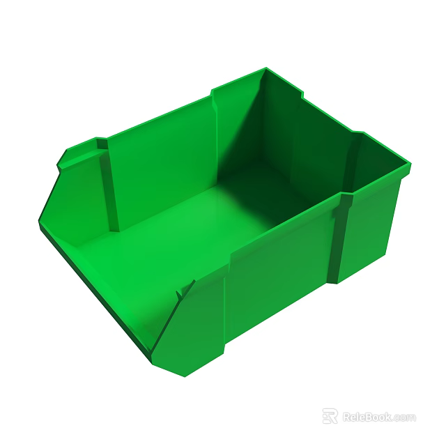 Green Plastic Storage Bin For Organizing Items In Home Or Office 3d model 