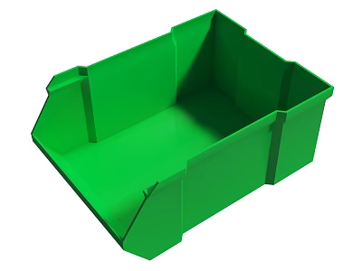 Green Plastic Storage Bin For Organizing Items In Home Or Office 3d model