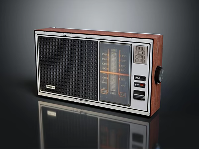 Vintage Wooden Frame Radio With FM Dial Speaker Grille And Control Knobs 3d model
