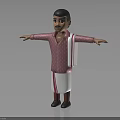 3D Character In Traditional Outfit Pink Striped Shirt White Apron Arms Outstretched On Dark Background