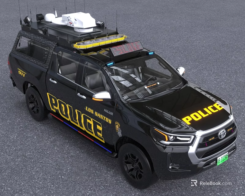 Black Police Truck With Roof Equipment And Alameda County Markings 3d model 