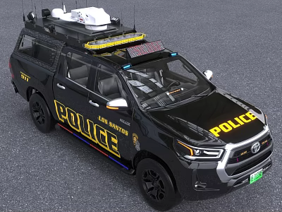 Black Police Truck With Roof Equipment And Alameda County Markings 3d model