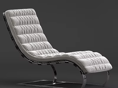 Modern White Padded Sofa Bench With Striped Stitching And Metal Frame 3d model