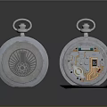 Vintage Mechanical Pocket Watch With Engraved Case And Open Internal Mechanism