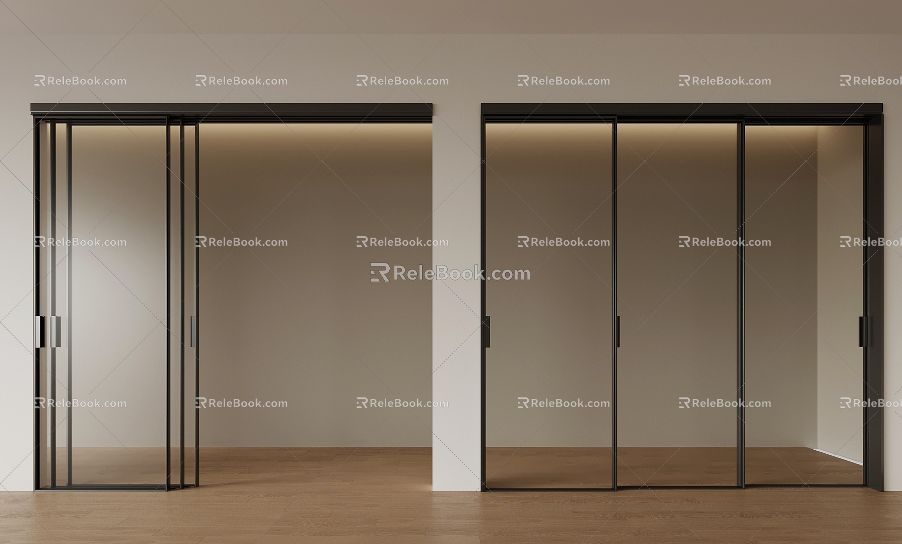 Modern sliding door triple linkage sliding door 3d model