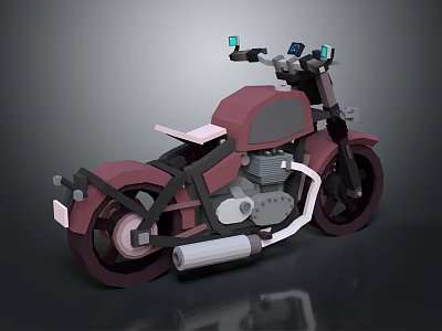 Stylish Red and Gray Motorcycle Design With Handlebars Seat and Exhaust Pipe 3d model