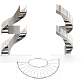 Rotating Stairs Glass Handrail Steel Plate Handrail Hollow Step Stairs 3d model