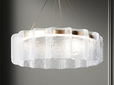 Modern Textured Glass Chandelier With Golden Metal Frame And Soft Light Design 3d model