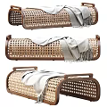Quiet bed end stool woven bench 3d model