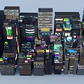 Other Futuristic Cyberpunk Architecture With Colorful Neon Lights And Tall Buildings