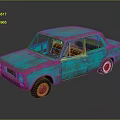 Vintage Teal Sedan Car With Rusted Exterior And Retro Classic Design