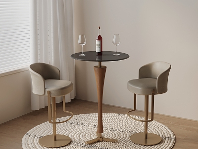 Bar Stool Red Wine Glass Carpet 3d model