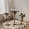 Bar Stool Red Wine Glass Carpet 3d model