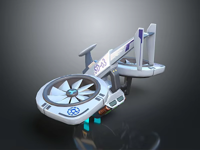 Futuristic Sci Fi Flying Vehicle With Speed Label And Fan Structure Design 3d model
