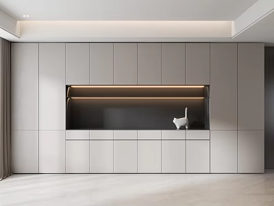 Modern Light Gray Wine Cabinet With Built in Lighting And Decorative Ornament Drawers 3d model