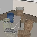 Stylish Modern Bathroom Accessories Including Wicker Fabric Storage Bins With Lids