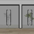 Interior Double Doors with Frosted Glass Black Frames and Minimalist Design