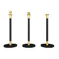 Three Floor Standing Decorative Stanchions With Gold Top Black Pole Base 3d model
