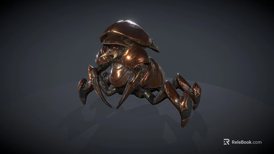 Game Movie Character Mechanical Beetle With Metallic Shell And Sharp Legs 3d model 