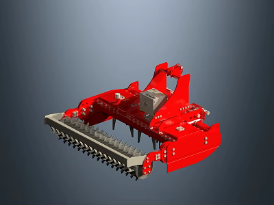 Red Agricultural Cultivator with Metal Tines for Efficient Soil Breaking and Farm Land Preparation 3d model