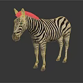 Realistic Striped Zebra Standing On Dark Background With Reflection 3d model